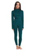 Women's Merino Turtleneck Thermal Set 250 Deep Teal Low Neck