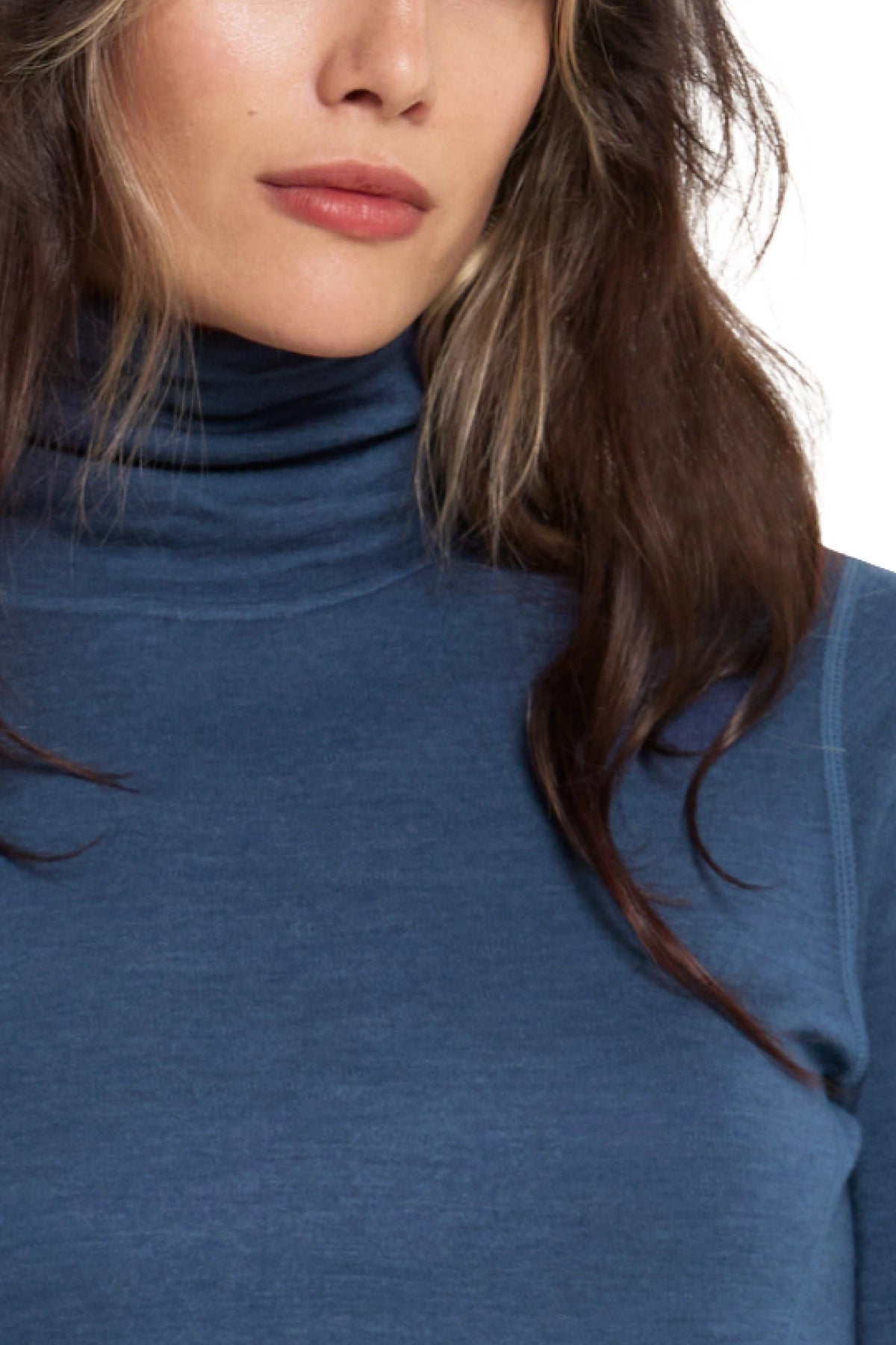 Women's Merino Turtleneck Thermal Set 250 Denim High Neck — view 4