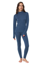 Women's Merino Turtleneck Thermal Set 250 Denim Low Neck