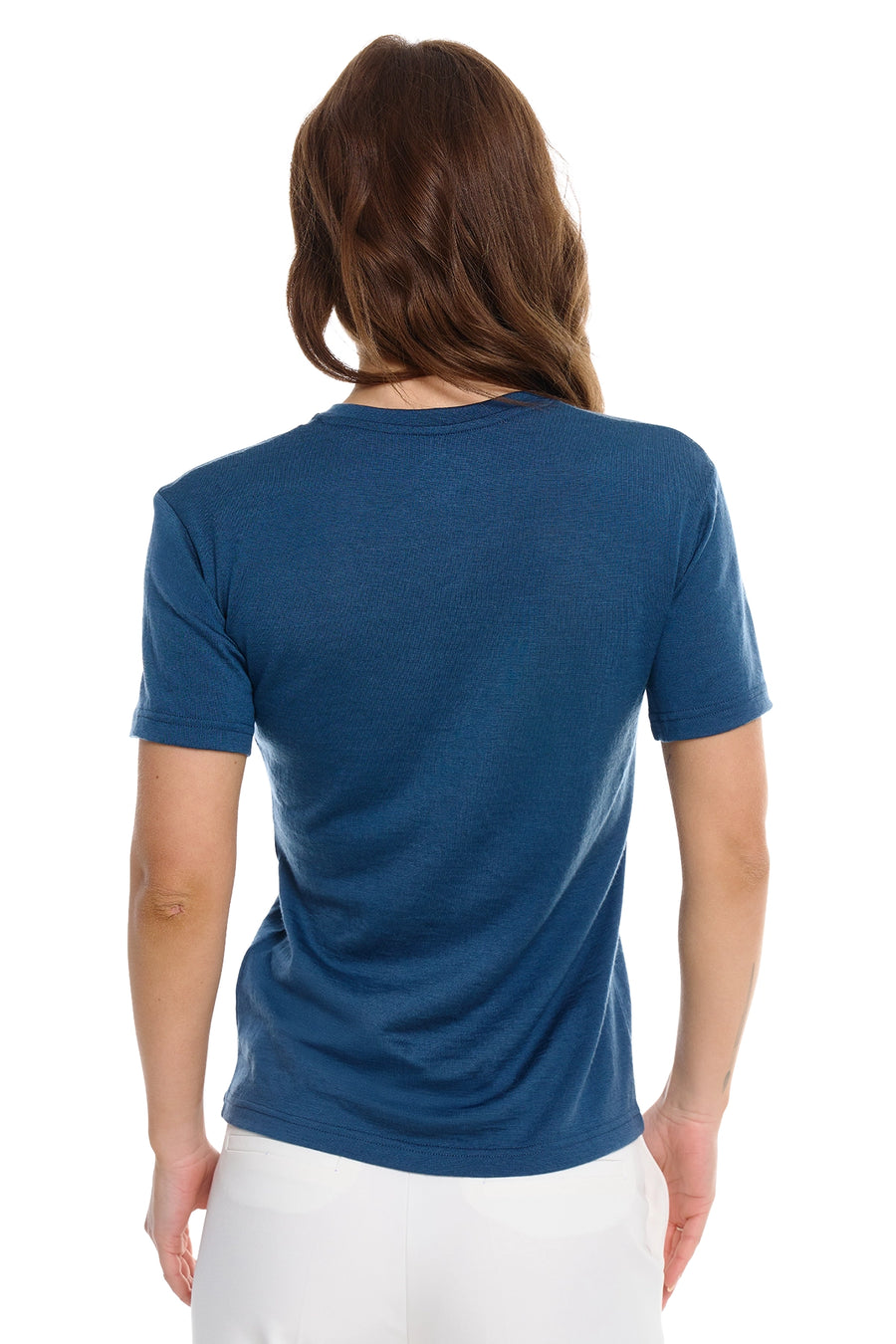 Women's Merino T-shirt 180 Denim V-neck — view 4