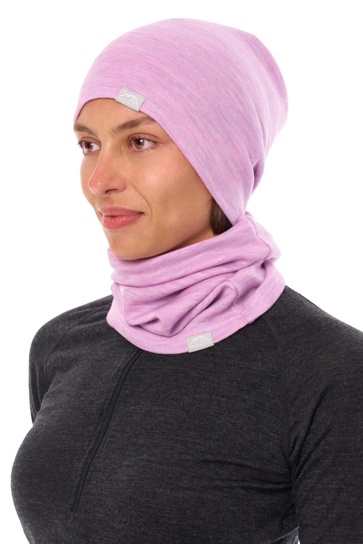 Adult Beanie Heather Lilac + Gaiter — view 3