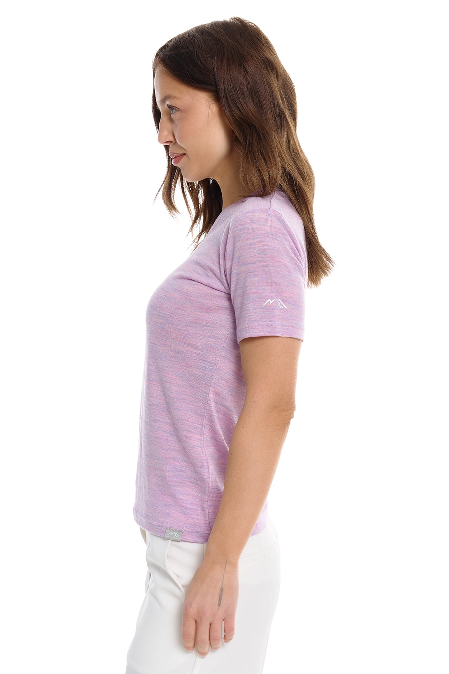 Women's Merino T-shirt 180 Lilac Heather V-Neck — view 3