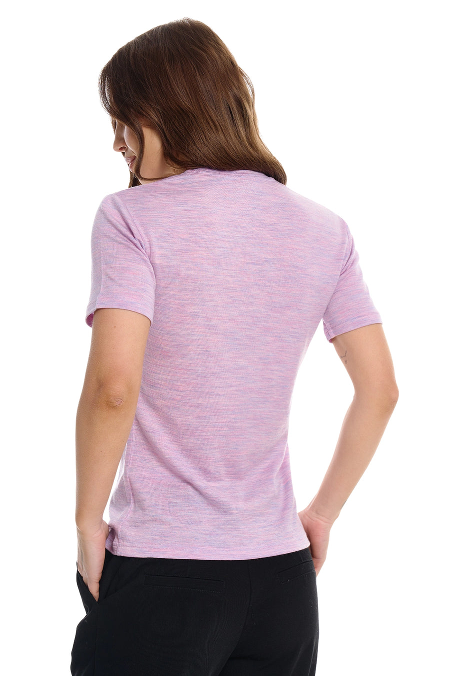 Women's Merino T-shirt 180 Lilac Heather Crewneck — view 4