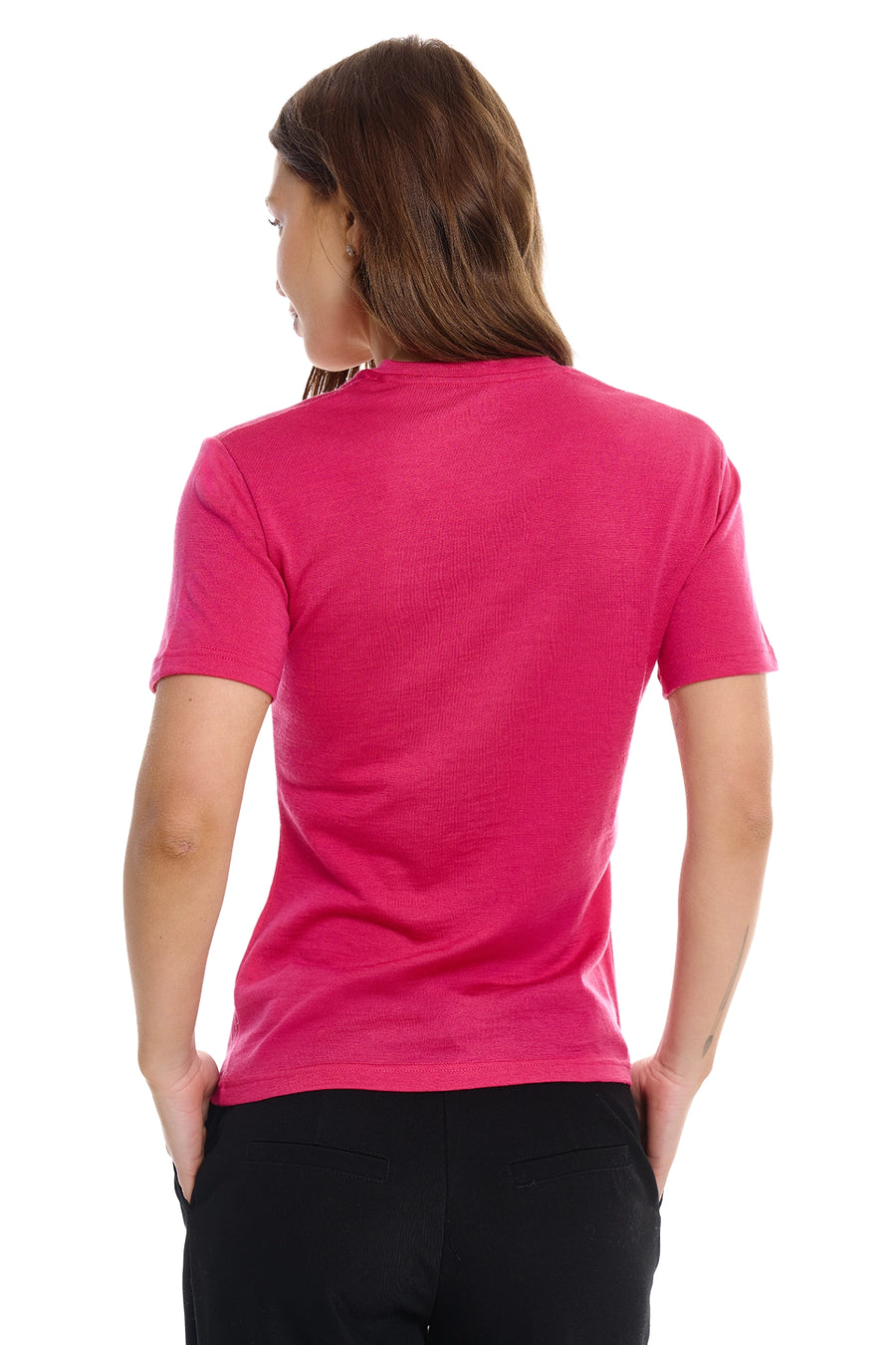 Women's Merino T-shirt 180 Magenta Crewneck — view 2