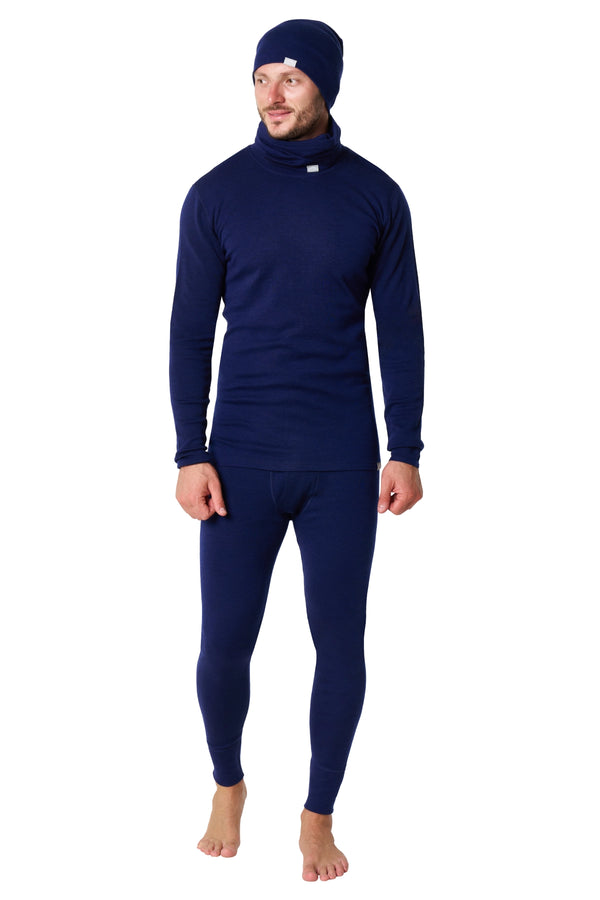 Men's Navy Blue Merino Wool Set 250 + Beanie & Gaiter