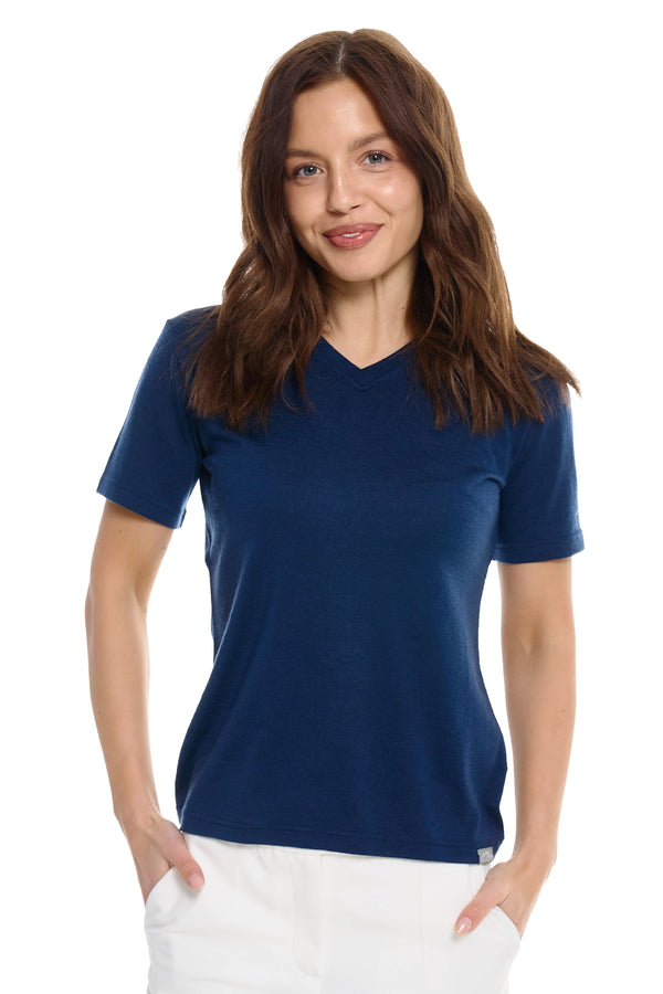 Women's Merino T-shirt 180 Navy V-Neck