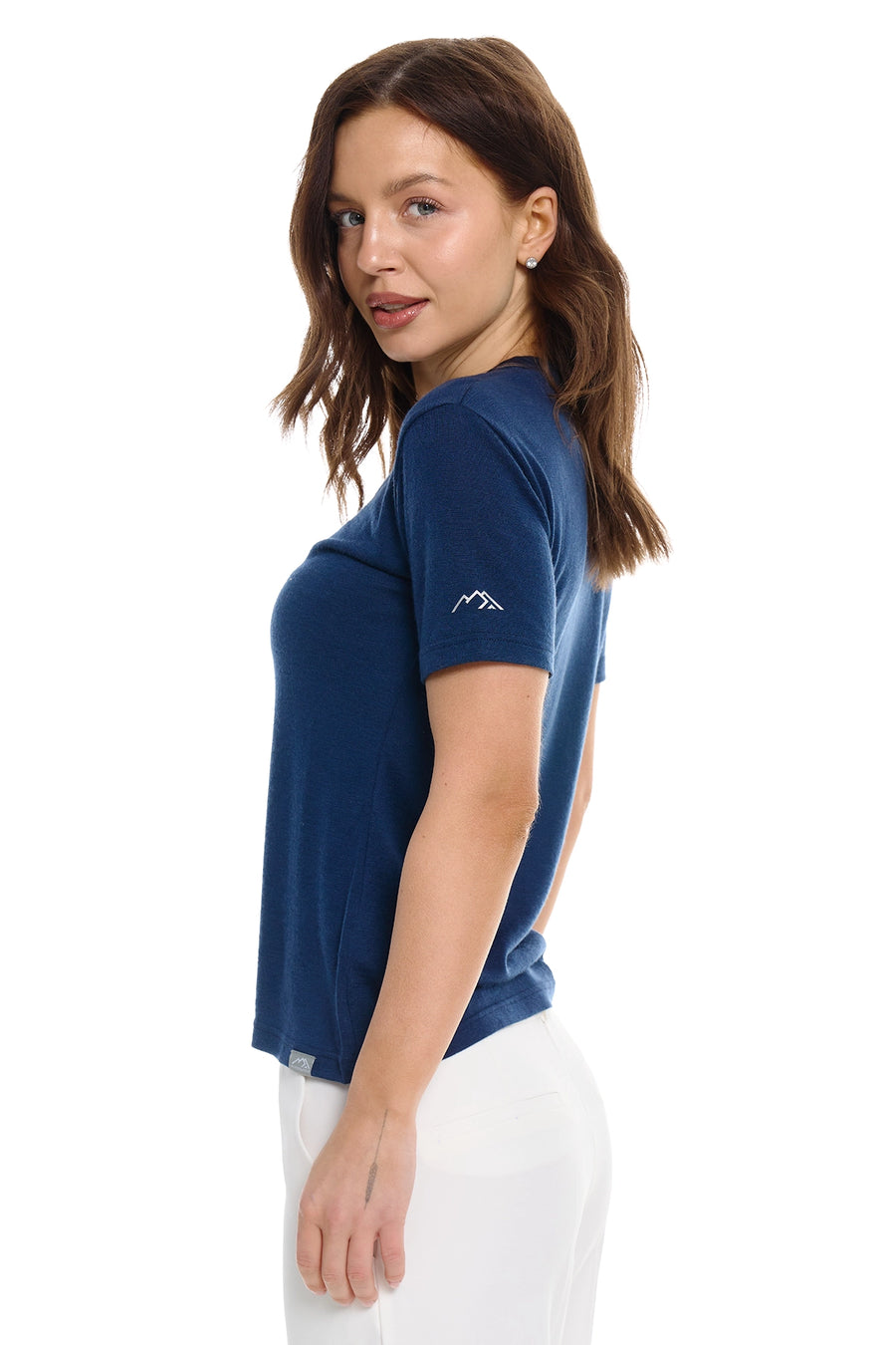 Women's Merino T-shirt 180 Navy V-Neck — view 3