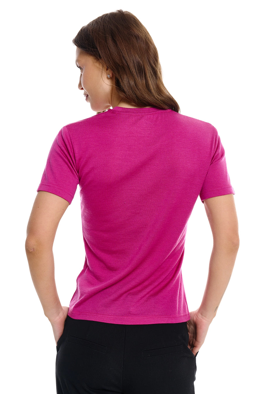 Women's Merino T-shirt 180 Royal Fuchsia Crewneck — view 2
