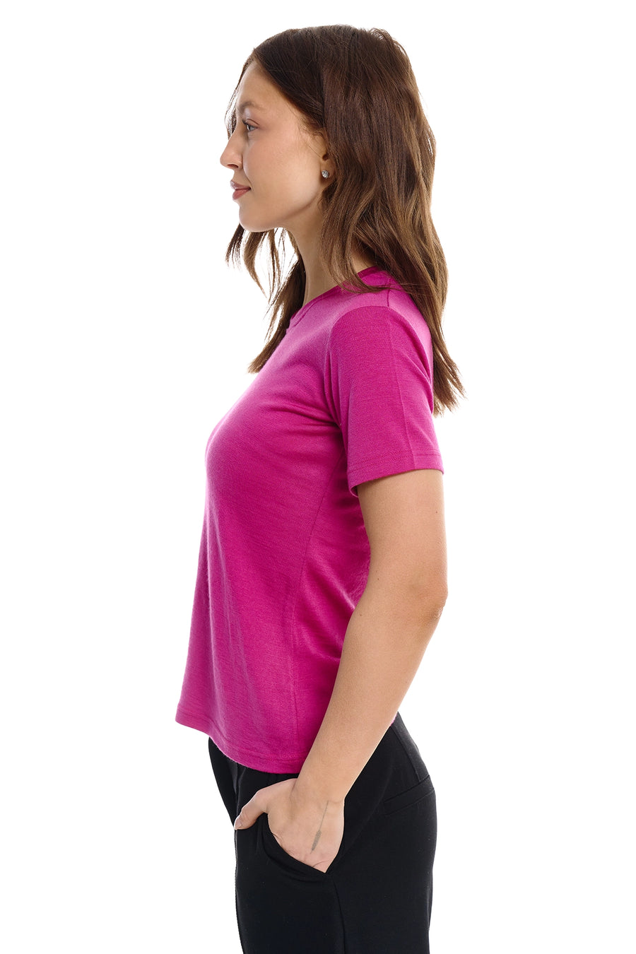 Women's Merino T-shirt 180 Royal Fuchsia Crewneck — view 4