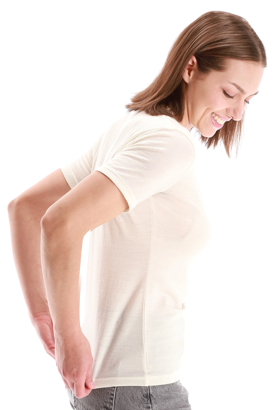 Women's Merino T-shirt 180 Creamy White Crewneck — view 4