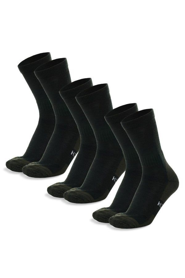 Merino Wool Hiking Socks, 3 pack, Army Green