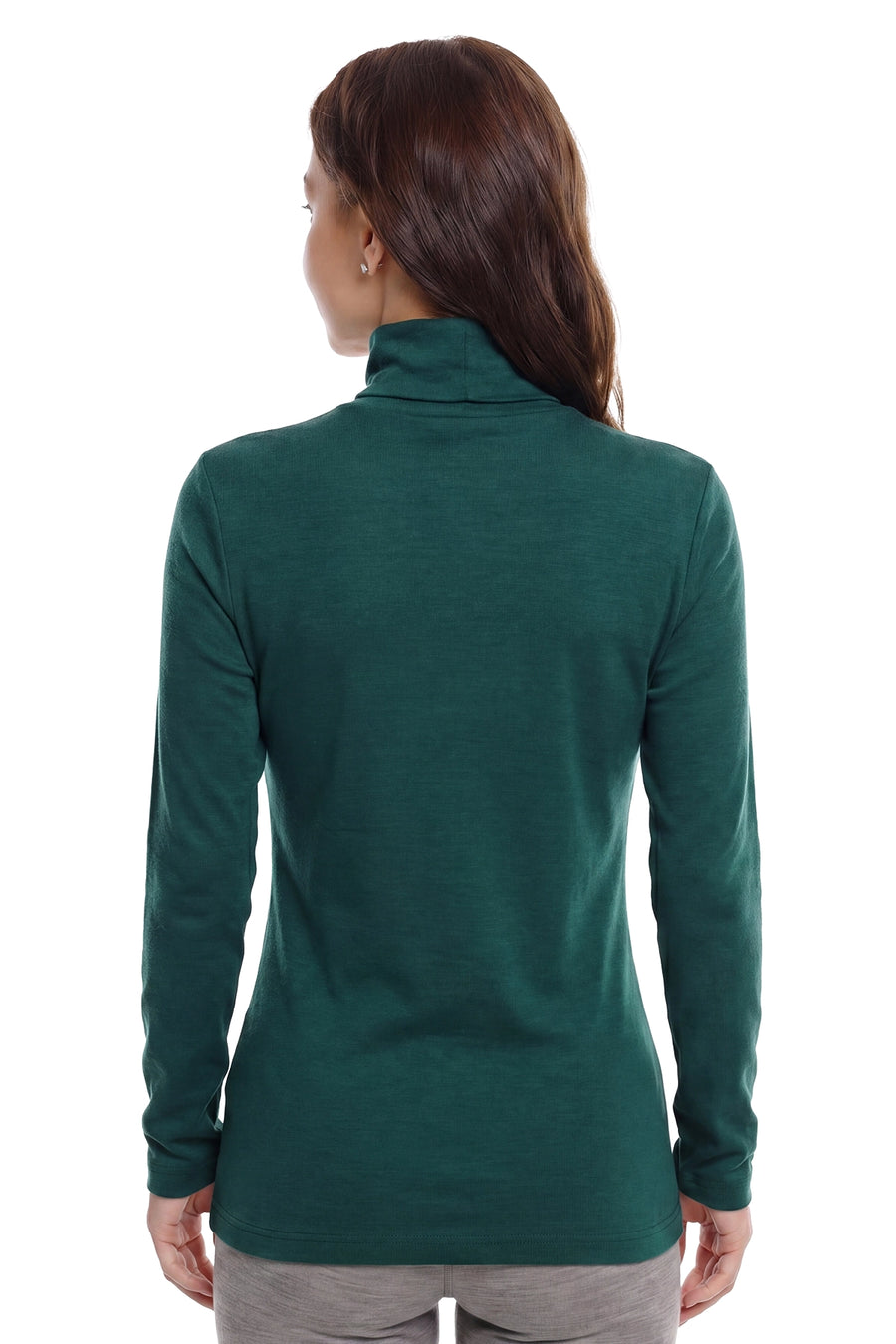 Women's Merino Turtleneck Long Sleeve 260 Forest Green High Neck — view 2