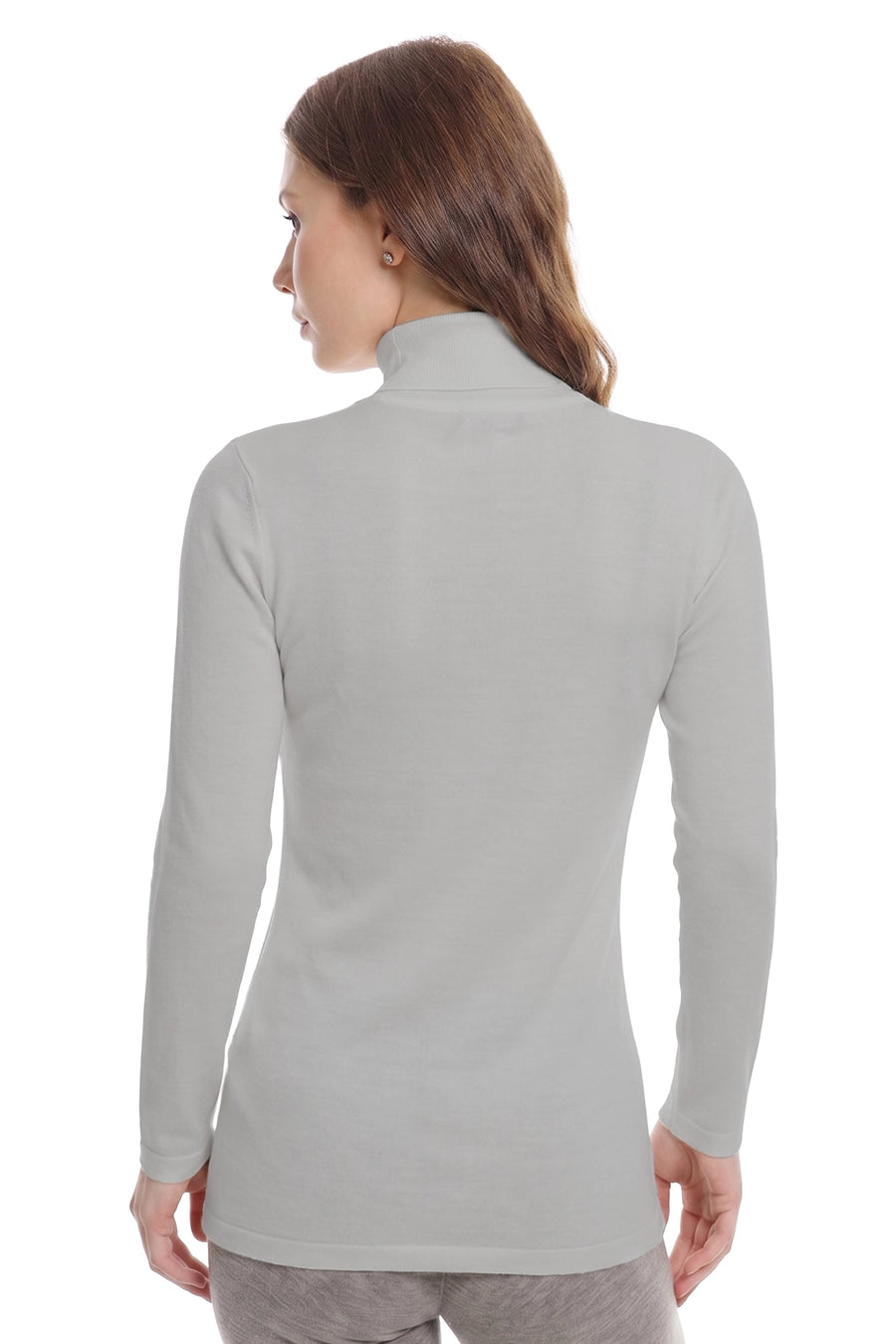 Women's Merino Turtleneck Long Sleeve 260 Light Grey High Neck — view 2