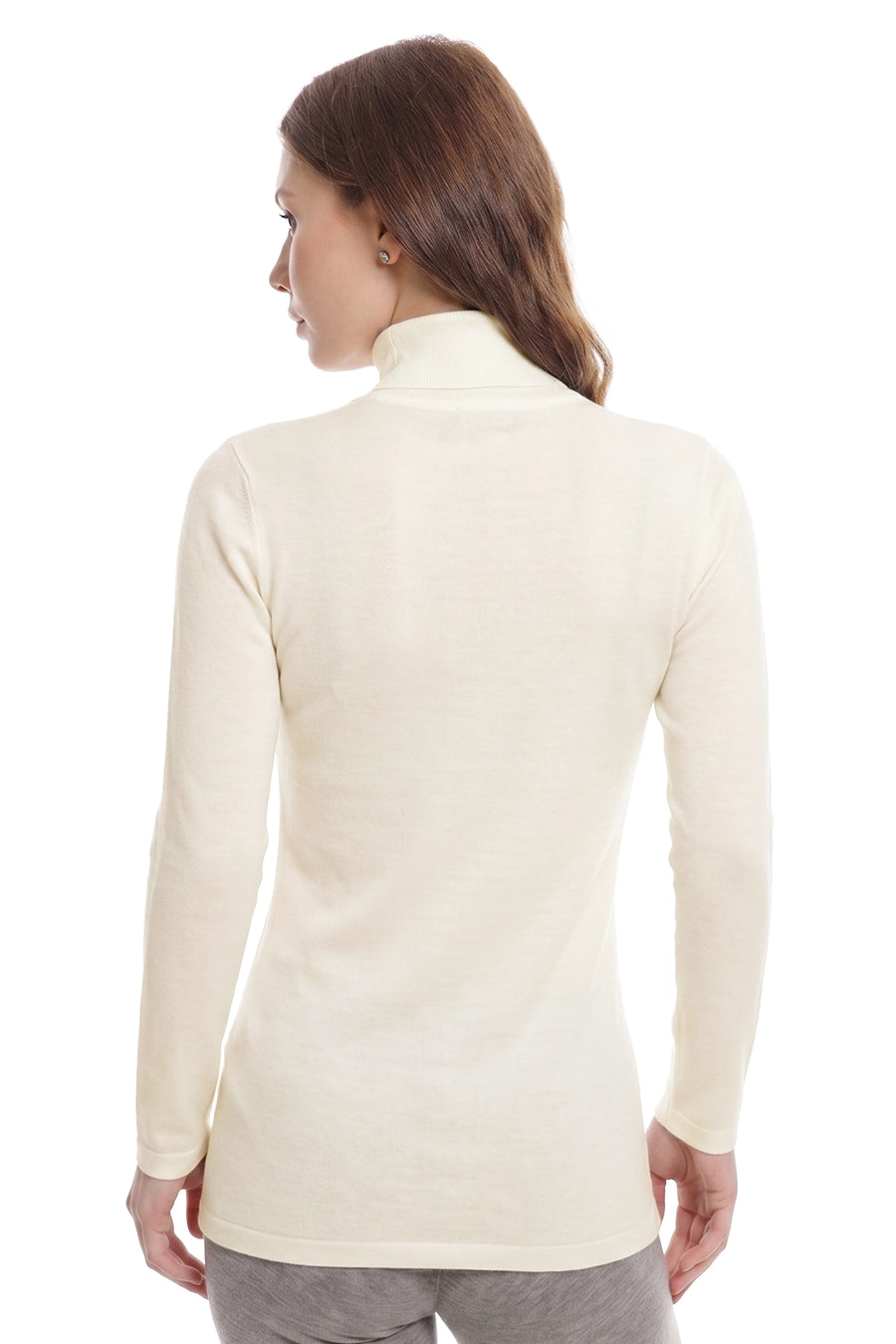 Women's Merino Turtleneck Long Sleeve 260 Natural White High Neck — view 2