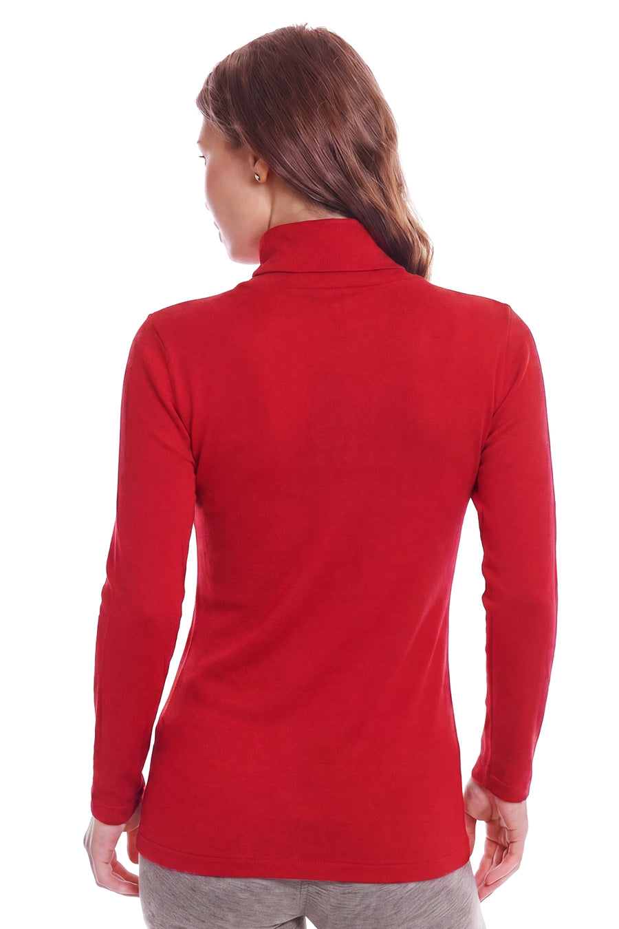 Women's Merino Turtleneck Long Sleeve 260 Red High Neck — view 2
