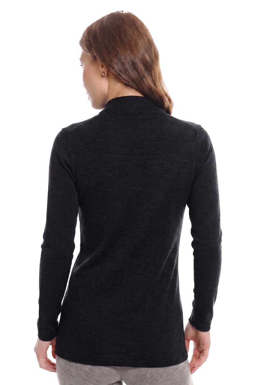 Women's Merino Turtleneck Long Sleeve 260 Charcoal Low Neck — view 2