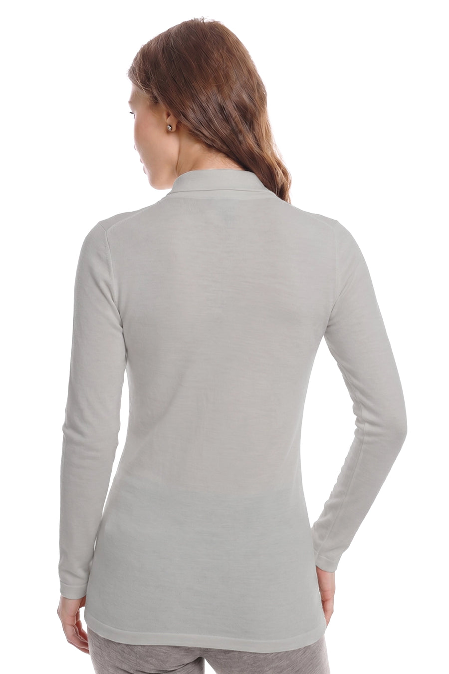Women's Merino Turtleneck Long Sleeve 260 Light Grey Low Neck — view 2