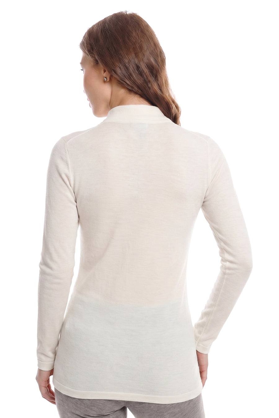 Women's Merino Turtleneck Long Sleeve 260 Natural White Low Neck — view 2
