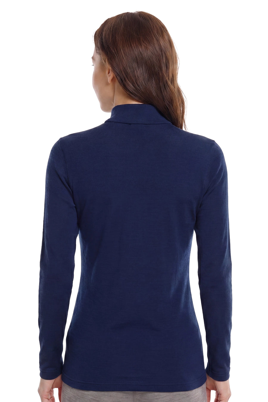 Women's Merino Turtleneck Long Sleeve 260 Navy Low Neck — view 2