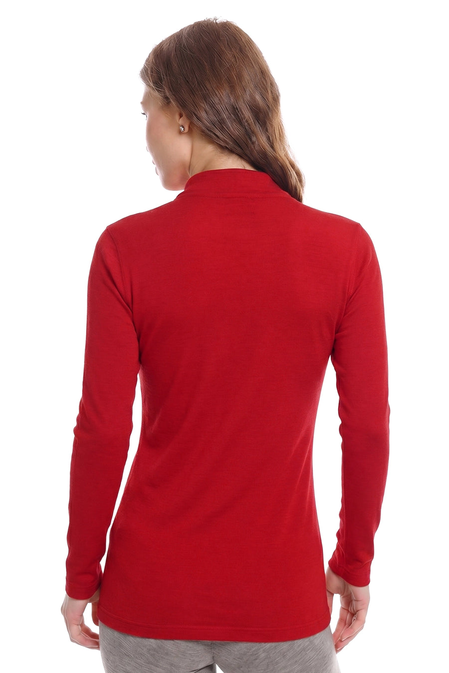 Women's Merino Turtleneck Long Sleeve 260 Red Low Neck — view 2
