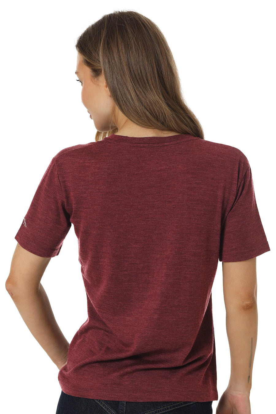 Women's Merino T-shirt 180 Burgundy V-Neck — view 2
