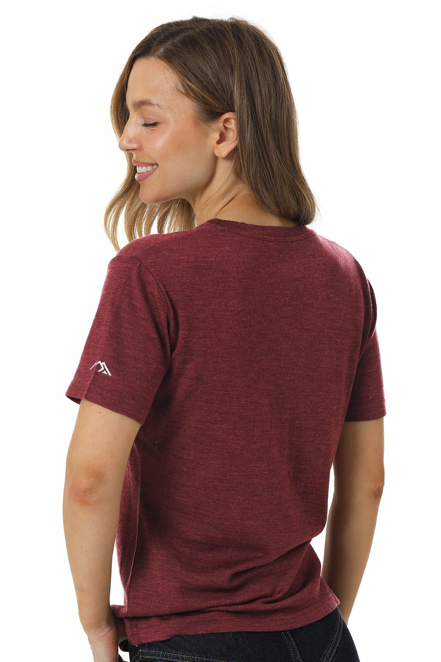 Women's Merino T-shirt 180 Burgundy V-Neck — view 5
