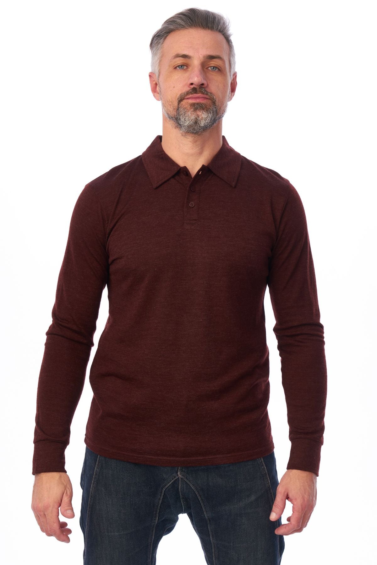 Merino wool long sleeve polo shirt online