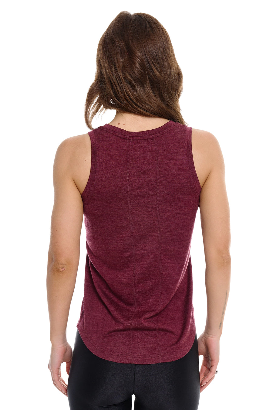 Women's Merino Wool Highneck Tank Top Burgundy — view 2