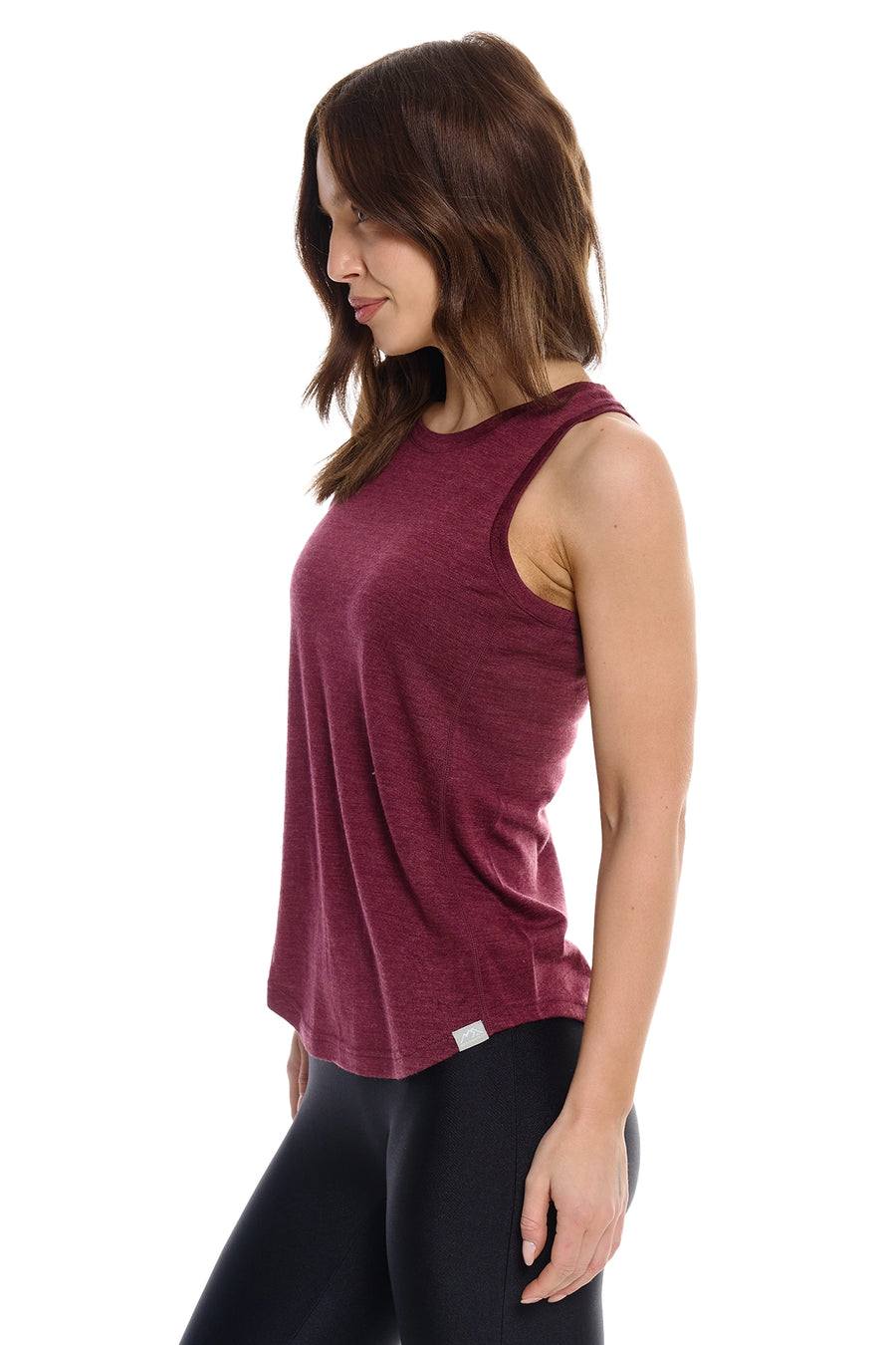 Women's Merino Wool Highneck Tank Top Burgundy — view 4