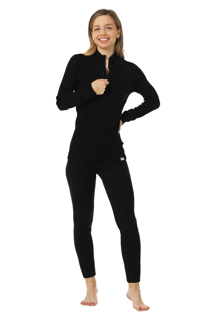 Women's Merino Thermal Set 250 Black Zip-Up — view 3