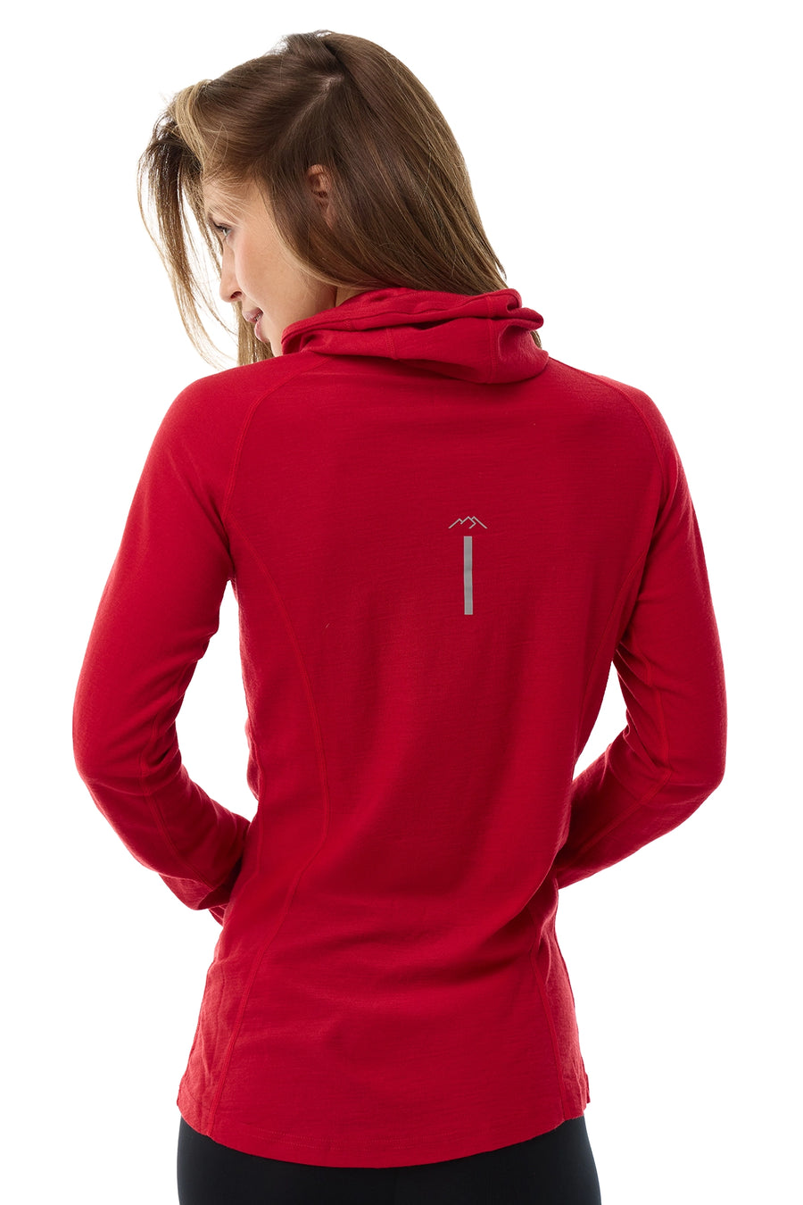 Women's Merino Wool Half Zip Hoodie 190 Cherry Red — view 2