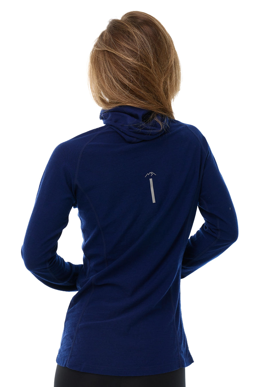 Women's Merino Wool Half Zip Hoodie 190 Navy — view 2