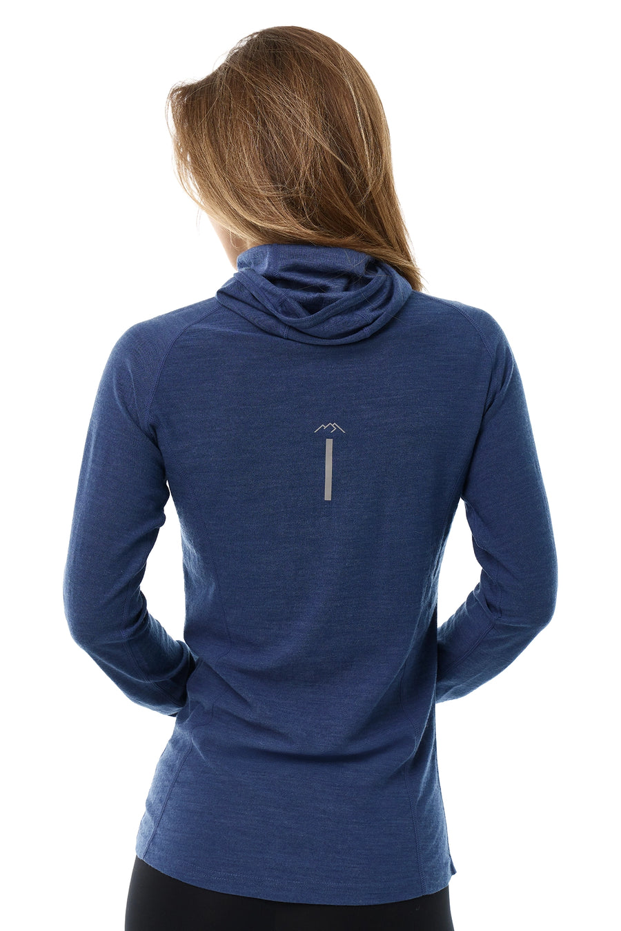 Women's Merino Wool Half Zip Hoodie 190 Windsor Blue — view 2