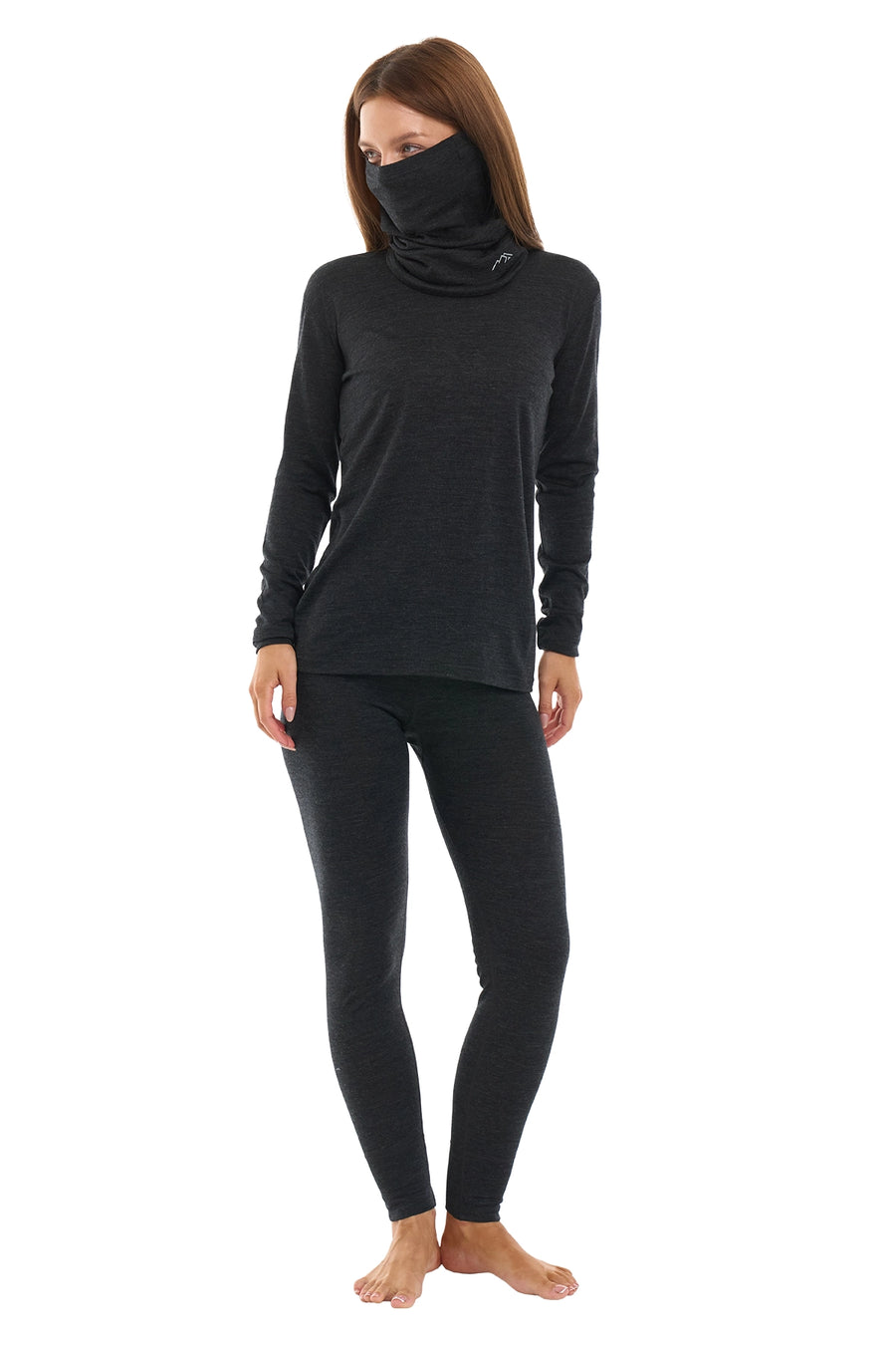 Women's Merino Charcoal Set + Neck Gaiter