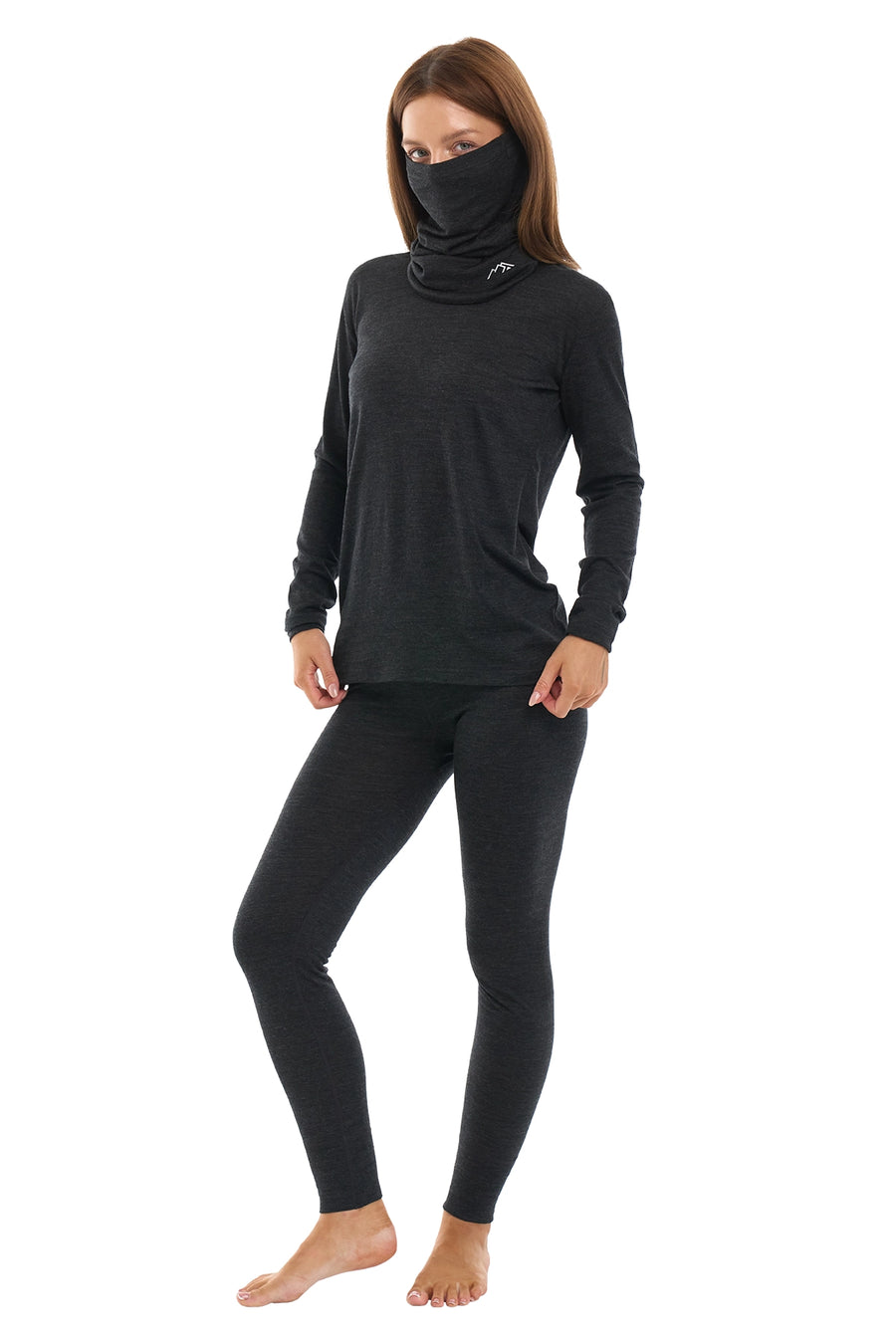 Women's Merino Charcoal Set + Neck Gaiter