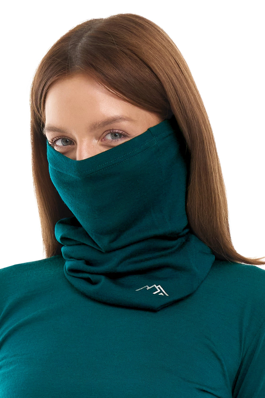 Conjunto de lana merino Deep Teal para mujer + braga de cuello