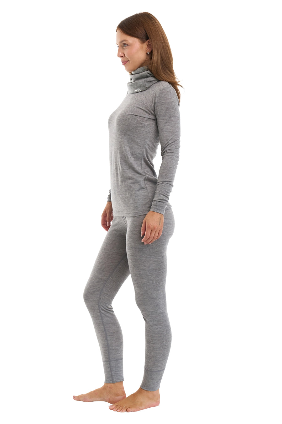 Women's Merino Grey Melange Set + Neck Gaiter
