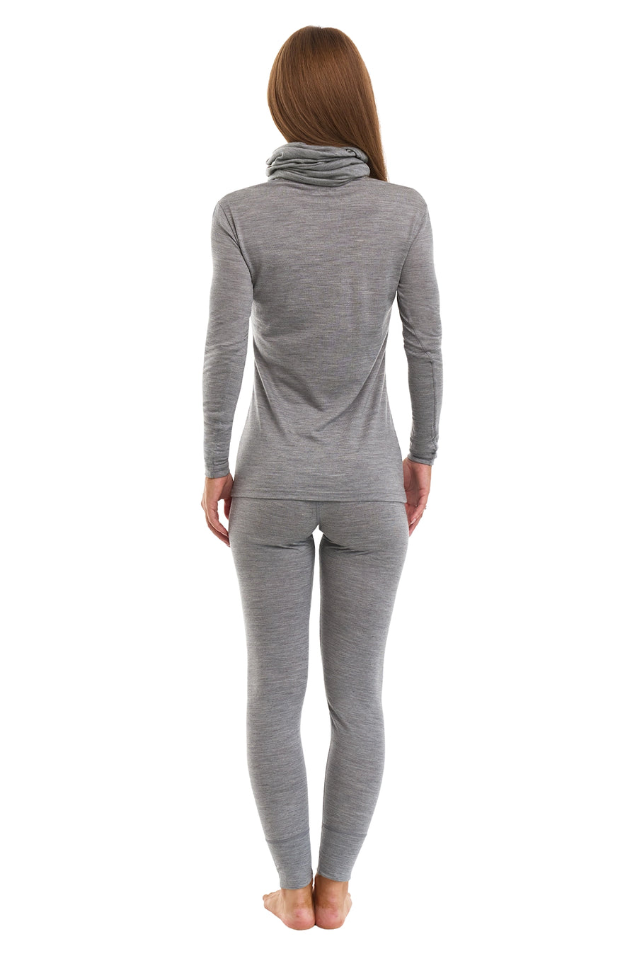 Women's Merino Grey Melange Set + Neck Gaiter