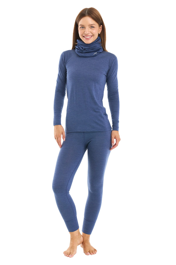 Conjunto Windsor Azul de Merino para Mujer + Cuello Multiusos