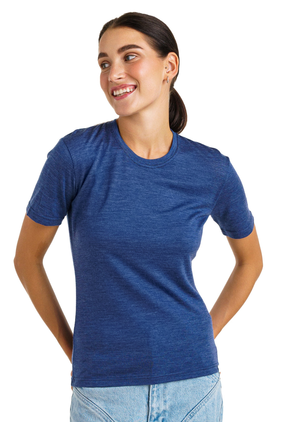 Women's Merino T-shirt 180 Windsor Blue Crewneck with socks