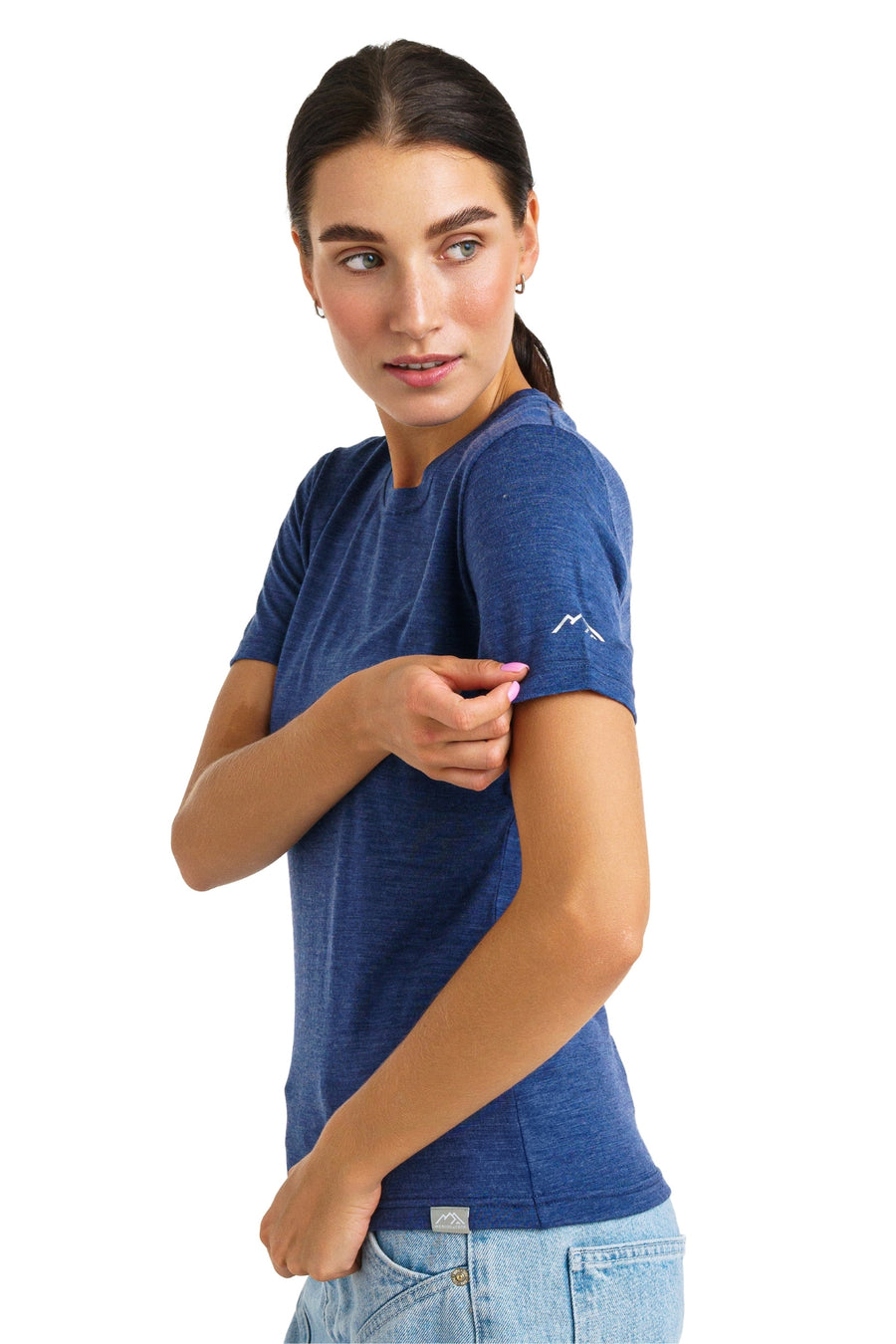Women's Merino T-shirt 180 Windsor Blue Crewneck with socks — view 2