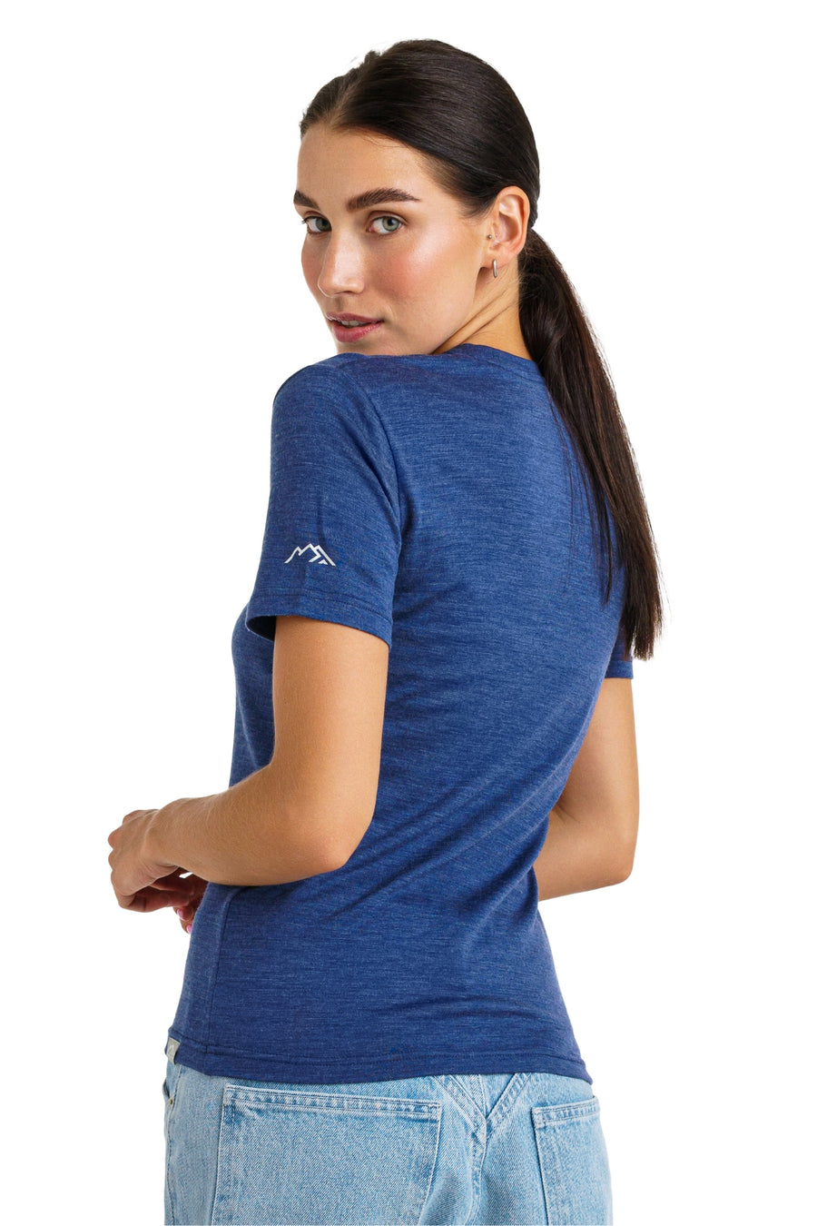 Women's Merino T-shirt 180 Windsor Blue Crewneck with socks — view 3