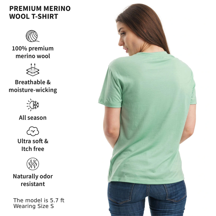 Women's Merino T-shirt 180 Green Tea V-Neck — view 4