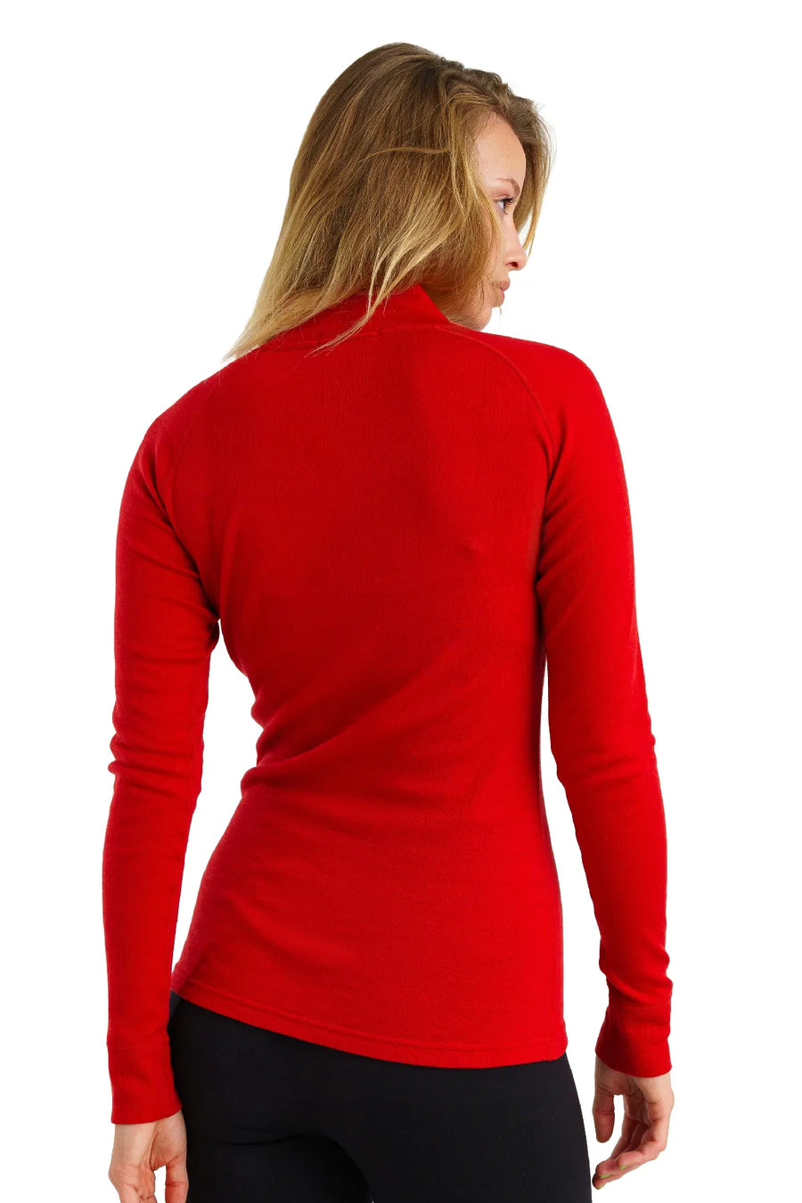 Women's Merino Half Zip Long Sleeve 250 Cherry Red — view 3
