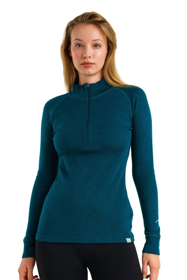 Women's Merino Half Zip Long Sleeve 250 Deep Teal