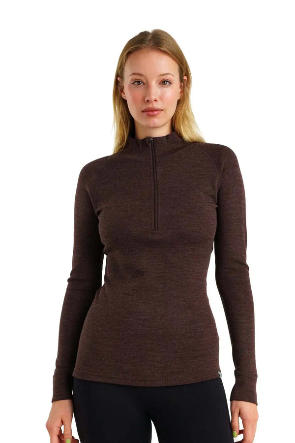 Women's Merino Half Zip Long Sleeve 250 Chocolate