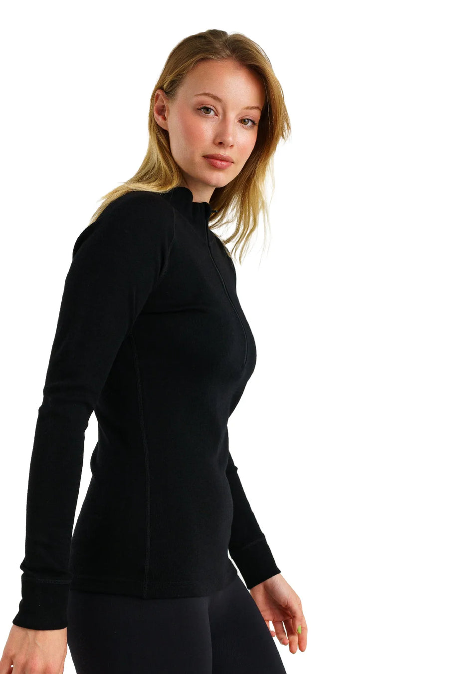 Women's Merino Half Zip Long Sleeve 250 Black — view 3