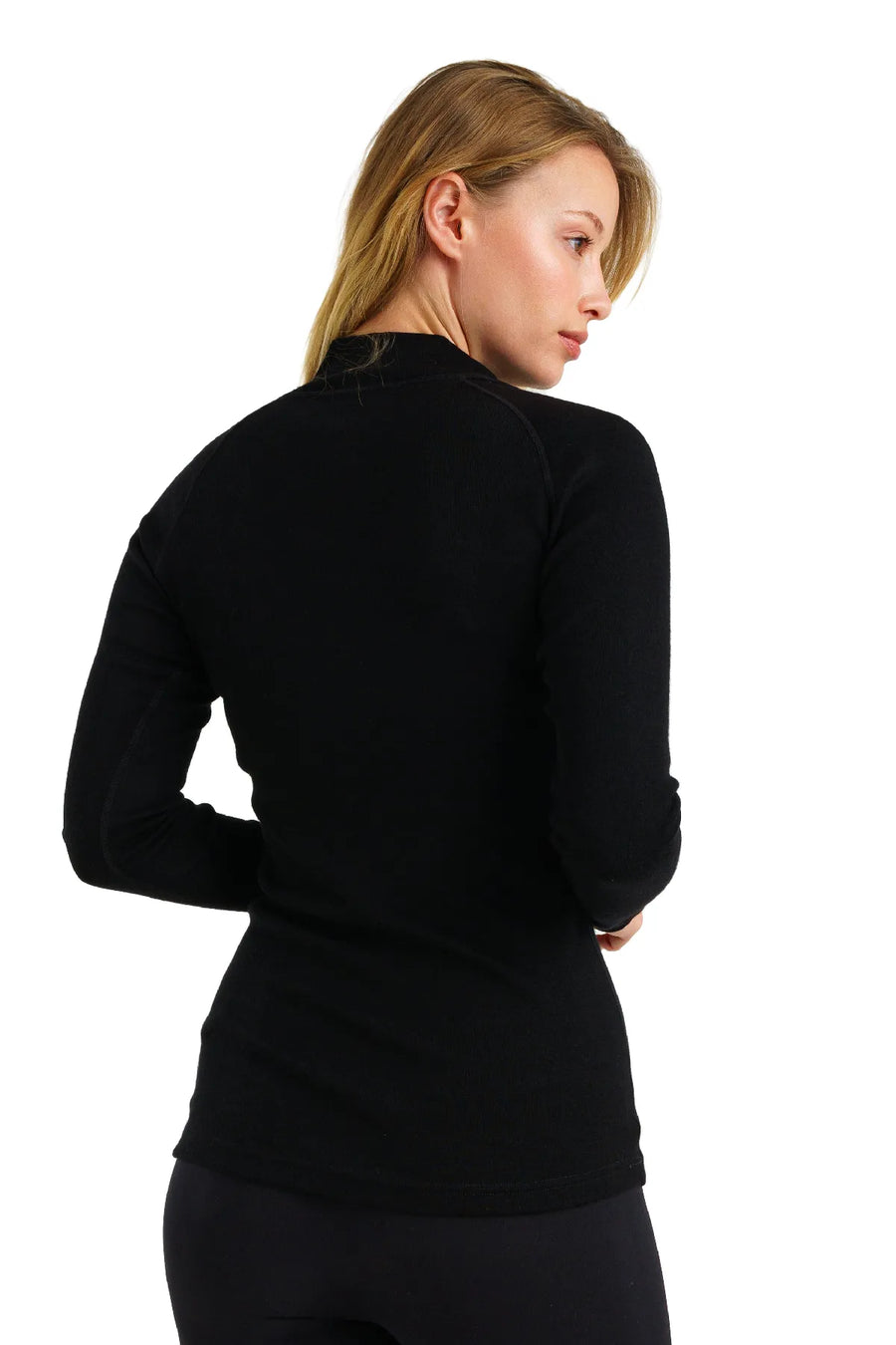 Women's Merino Half Zip Long Sleeve 250 Black — view 2