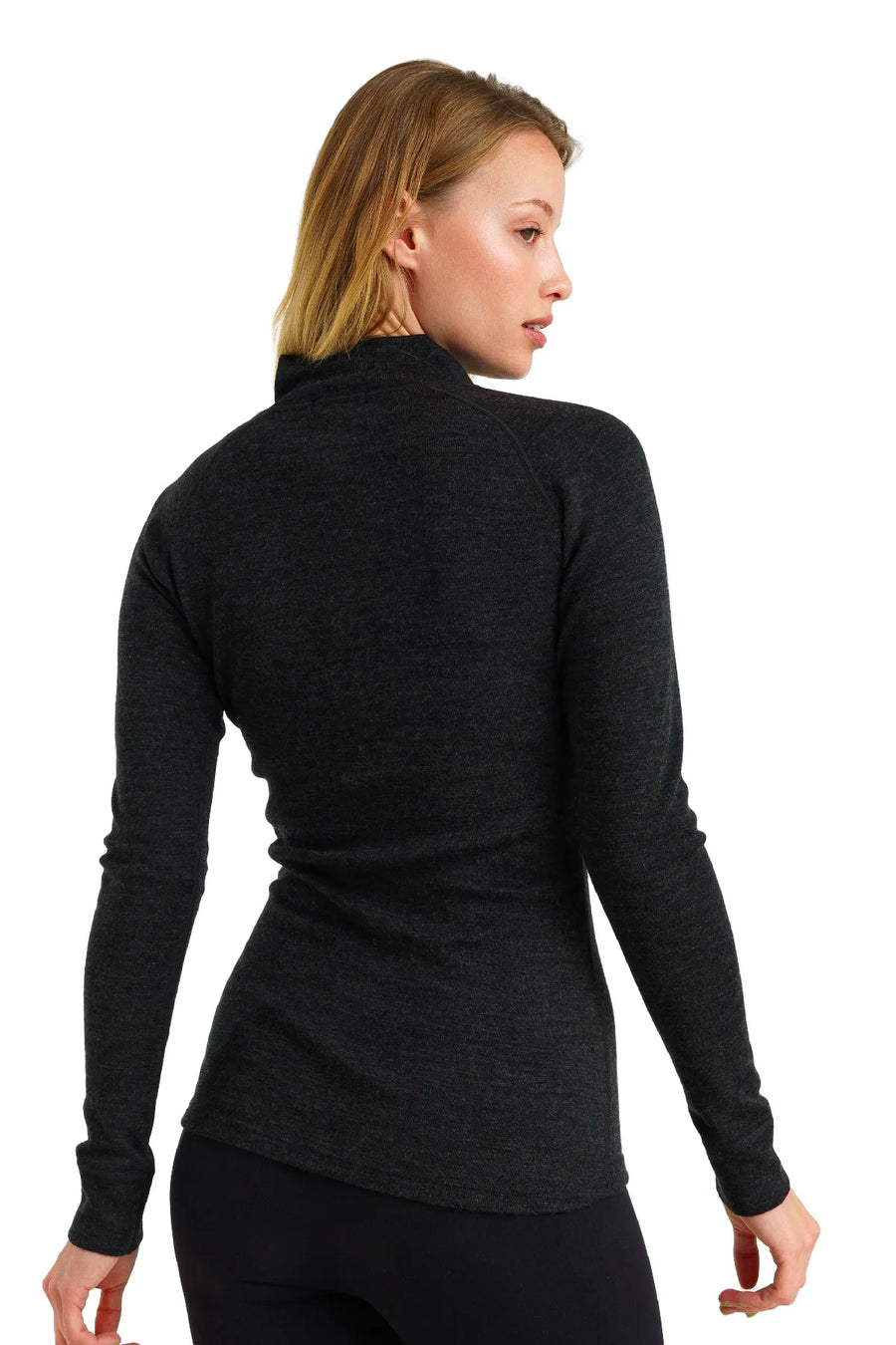 Women's Merino Half Zip Long Sleeve 250 Charcoal Grey — view 2