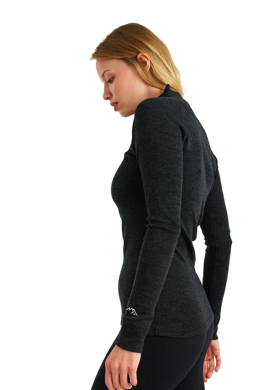 Women's Merino Half Zip Long Sleeve 250 Charcoal Grey — view 3